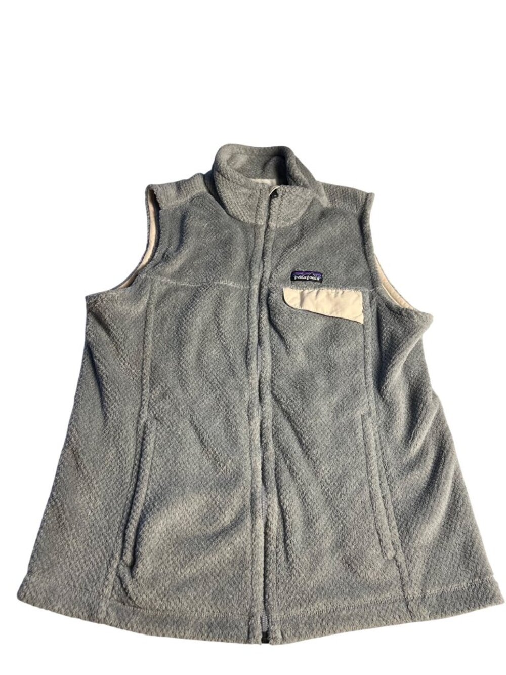 Patagonia Re-Tool Snap-T Full Zip Fleece Vest Gray Polartec Thermal Pro Womens L